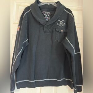 EUC Coogi Melbourne Mens Gray Long Sleeve Pocket Y2K Pullover Sweatshirt Sz XXL